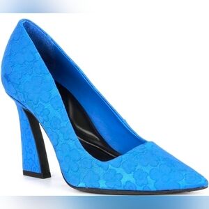 Gianni Bini Bright Blue Floral Pointed Toe Pumps